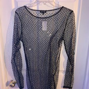 Long sleeve rhinestone cover dress